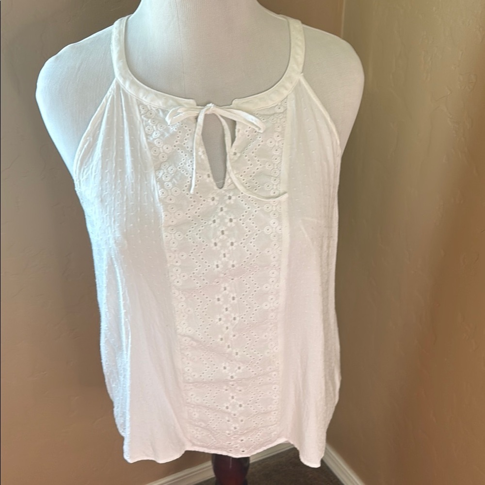 Skies Are Blue Ivory Eyelet Tank Top
